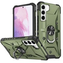 Nalacover Heavy Duty Case for Samsung Galaxy S21 FE, Hybrid Rugged PC   Soft TPU Military Grade Shockproof Cover with Rotated Ring Holder Kickstand Magnetic Car Mount Non-Slip Case,Armygreen