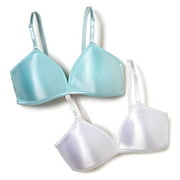 Girls' Satin No-Wire Bras, 2-Pack