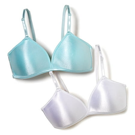 Girls' Satin No-Wire Bras, 2-Pack