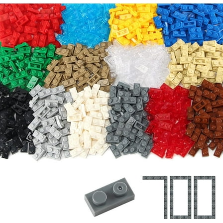 Basic Parts 700 Pieces Plate 1x2 Multicolored Building Creative Play Blocks Set Toy Classic Compatible with 3023 Major Base Brands