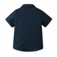 thumbnail image 4 of Cethrio Toddler Boys Button Down Shirts, Casual Short Sleeve Summer Dress Shirts Dark Blue Size 6-7 T, 4 of 9