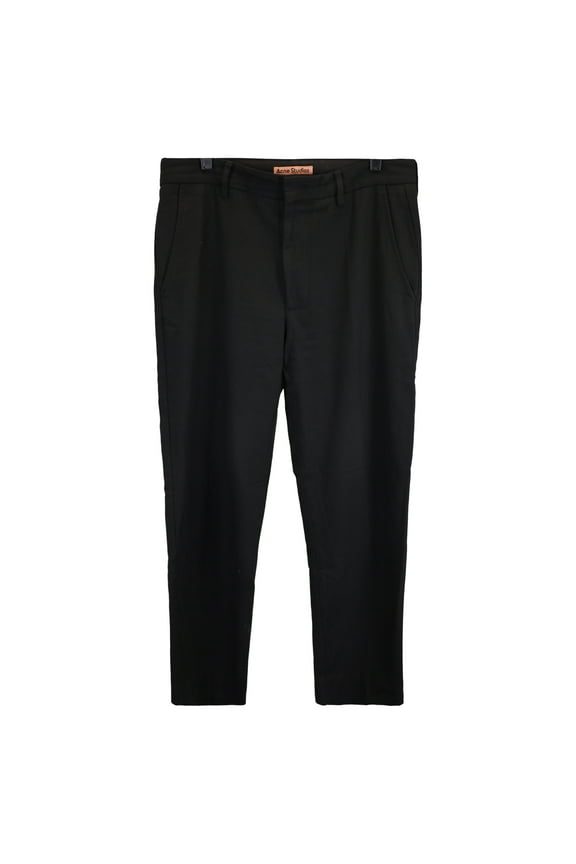 Pre-Owned Acne Studios Straight Leg Trousers in Black Cotton