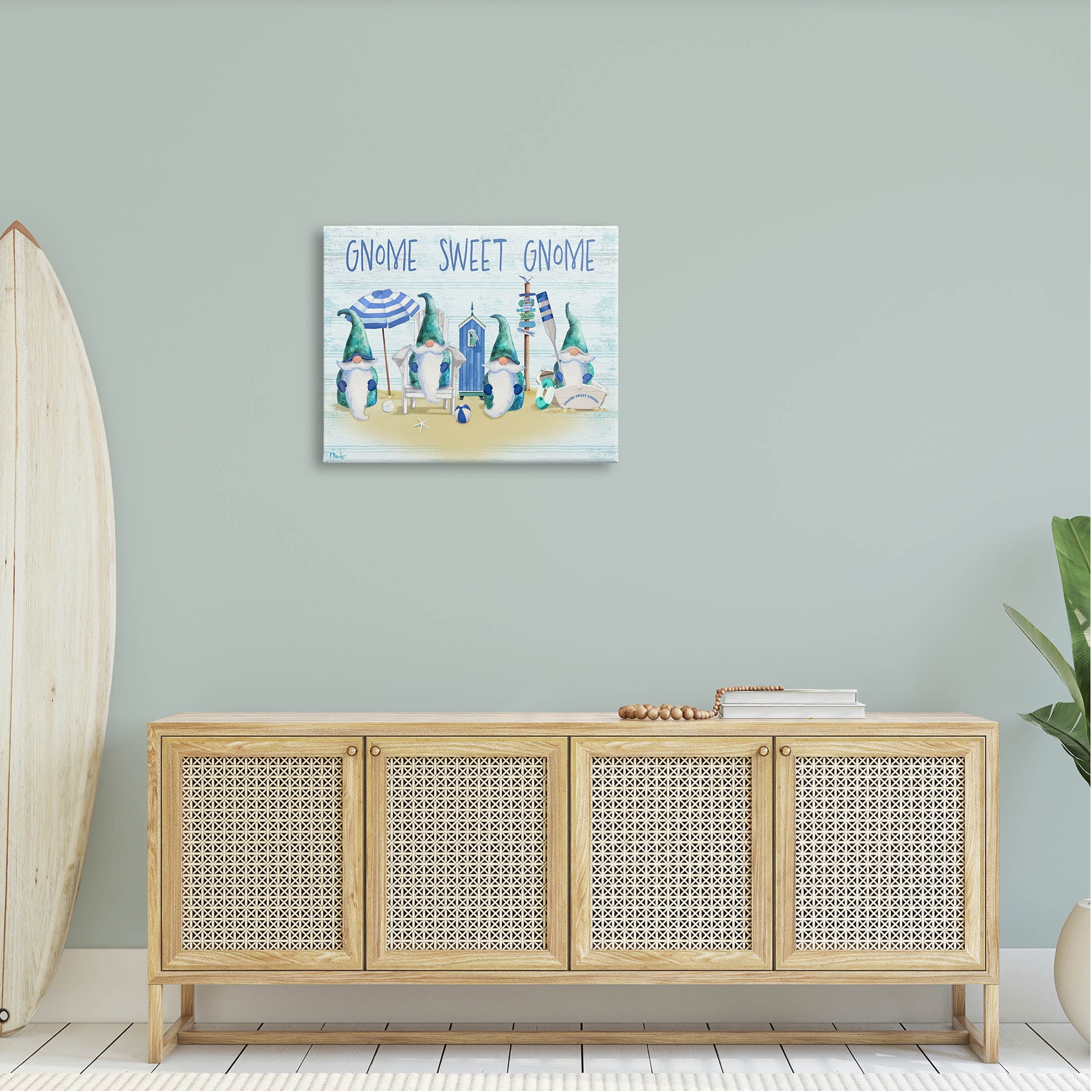 Sweet Gnome Coastal Beach Family Fairy Tales & Fantasy Graphic Art Gallery Wrapped Canvas Print Wall Art