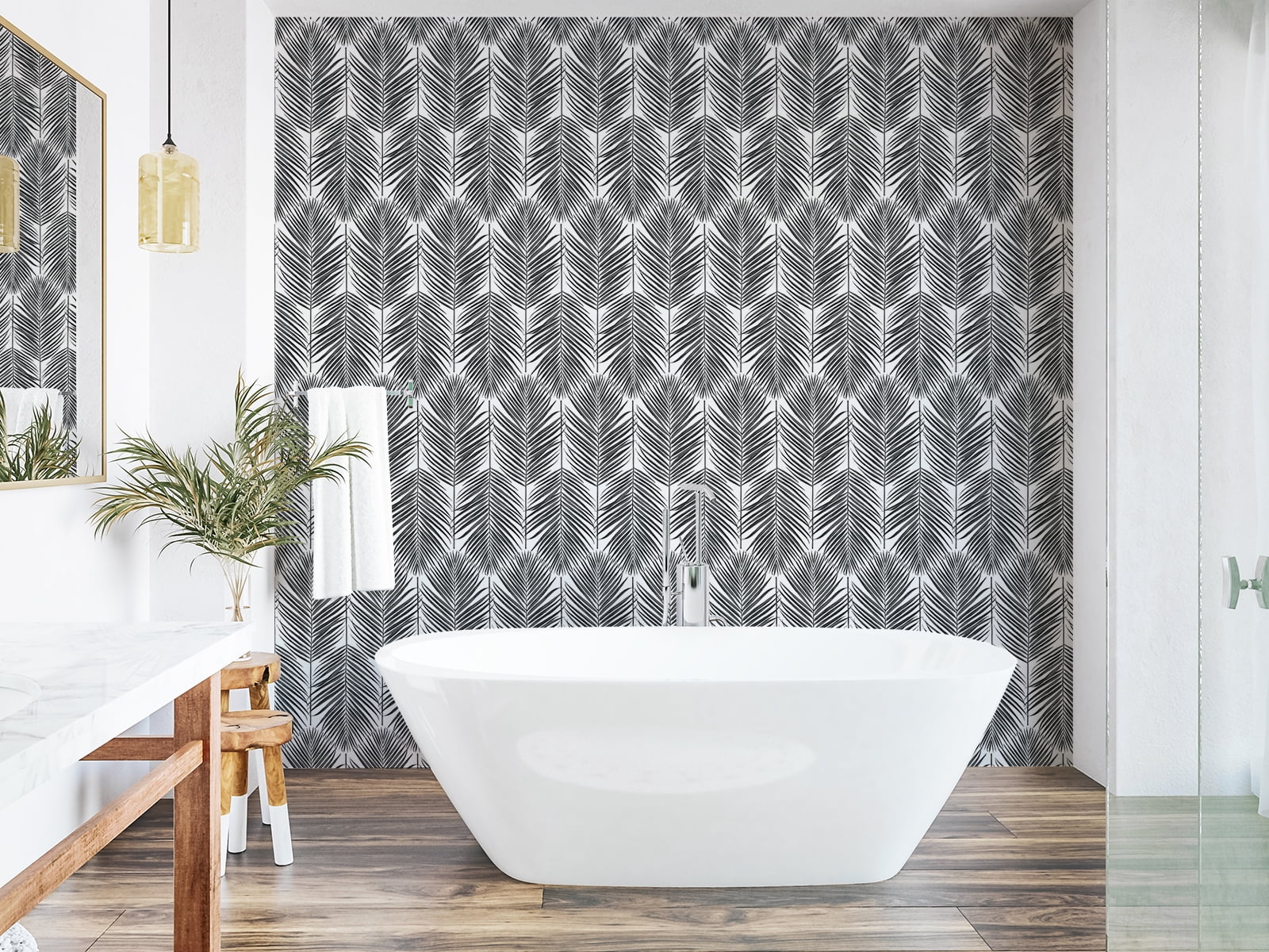 NextWall Ebony Paradise Palm Peel and Stick Wallpaper