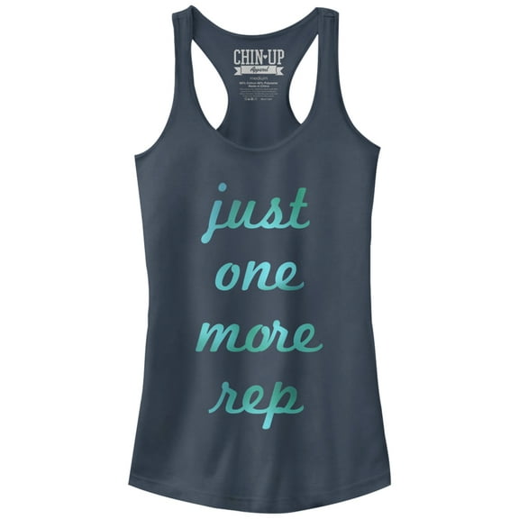 Junior's CHIN UP Just One More Rep Racerback Tank Top Indigo X Large