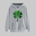 thumbnail image 2 of VBTAPA St. Patrick's Day Hoodies for Women Irish Shamrock Print Hooded Sweatshirt Lucky Clover Graphic Hoodie Loose Casual Drawstring Pullover Tops on Sale Gray M, 2 of 6