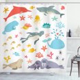 thumbnail image 1 of Ambesonne Fish Shower Curtain, Colorful Ocean Animals, 69"Wx84"L, Multicolor, 1 of 3