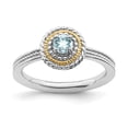 thumbnail image 1 of 925 Sterling Silver 14k Aquamarine Ring Birthstone March Gemstone Stackable, 1 of 7