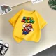 thumbnail image 3 of Camiseta de verano de la marca de dibujos animados Mario, cómoda para niños, informal, de calle, con diseño de sol, para niños y niñas, ropa bonita de estilo Harajuku para niños y hermanos, 3 of 5