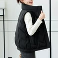 thumbnail image 6 of Htigea Women's Puffer Quilted Vest Lightweight Stand Collar Sleeveless Jackets Casual Zip Up Coats with Pockets Black M, 6 of 6