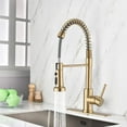 thumbnail image 2 of High Arc Spring Kitchen Sink Faucet with Pull Down Sprayer and Deck Plate Brushed Gold, 2 of 7
