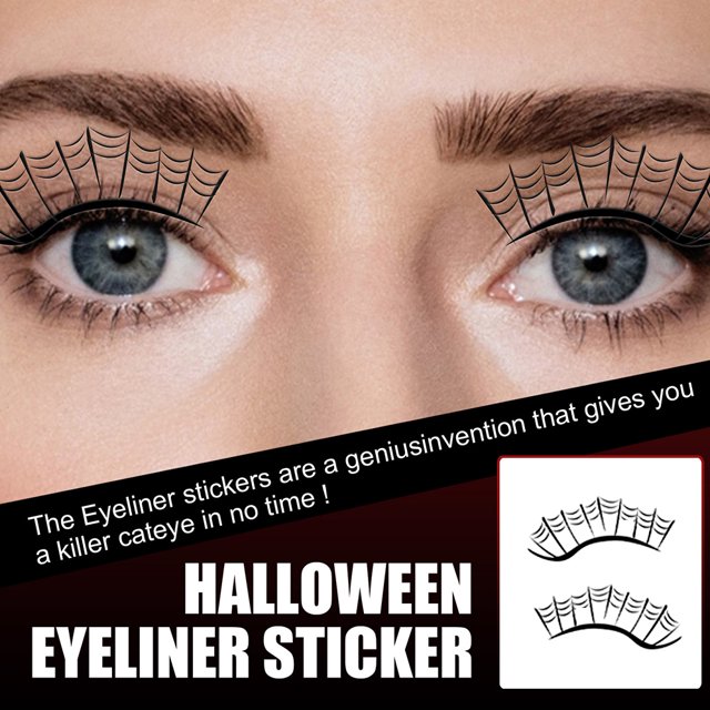 Delineador de ojos para Halloween 1 par de pegatinas telaraña murciélago Wdftyju sombra de ojos tatuaje pegatina Festival maquillaje de Halloween herramientas de belleza