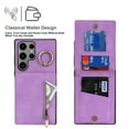 thumbnail image 3 of ELEHOLD For Samsung Galaxy A71 5G, Wallet Case with Card Slot Holder,RFID Blocking,Built-in 360°Rotating Ring Kickstand Zipper Retro Purse Shockproof Case Cover, purple, 3 of 8