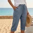 thumbnail image 2 of Casual Pants for Women Women's Fashionable And Casual Summer Elastic High Waisted Solid Color Cotton And Linen Loose Trousers, 2 of 6