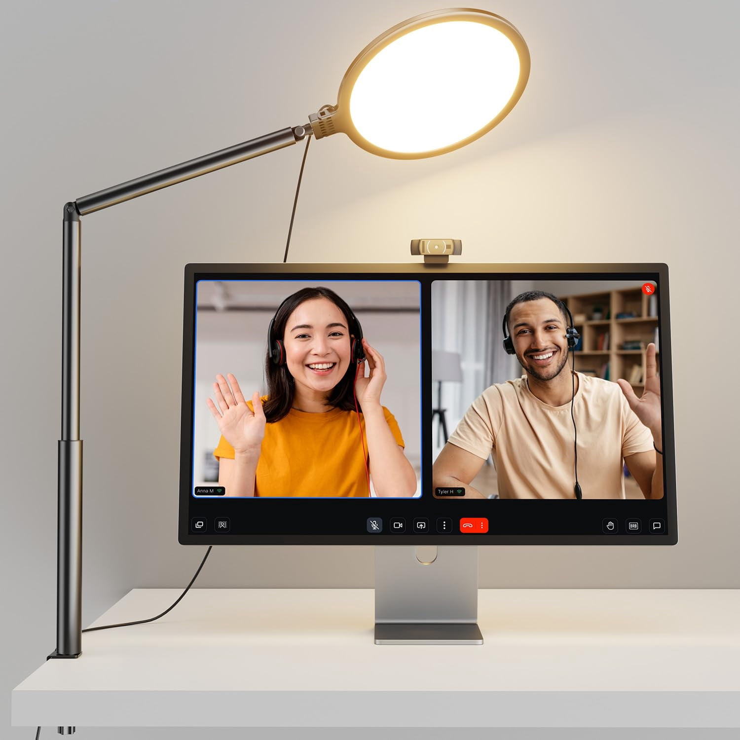 10.2" Desk Ring Light With Stand  360° Rotate Lamps For Home Office C-clamp Flexible Height Adjust Arm Podcast Gaming Recording Zoom Lighting