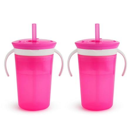 Munchkin SnackCatch & Sip 2-in-1 Snack Catcher and 2 Piece Spill-Proof Cup, Pink
