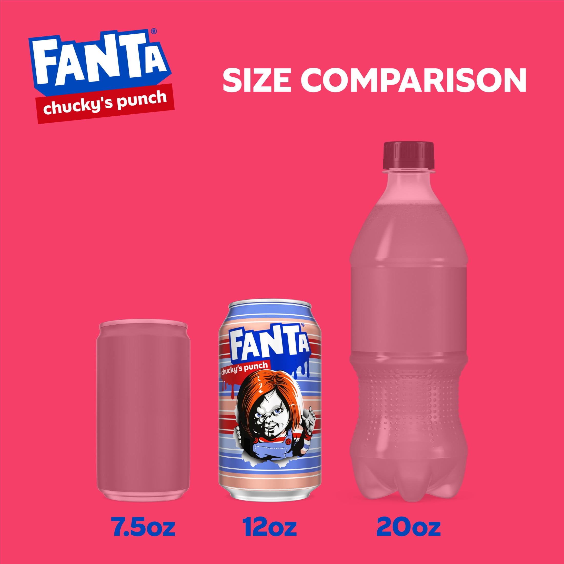 Fanta Fruit Punch Caffeine Free Soda Soft Drink, Chucky's Punch Halloween Edition, 12 fl. oz. cans, 12 pack