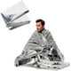 thumbnail image 1 of Mantas térmicas de emergencia (paquete de 2), plateadas 82.6'x55', equipo de supervivencia para adultos y niños, mantas reflectantes de Mylar, 1 of 5
