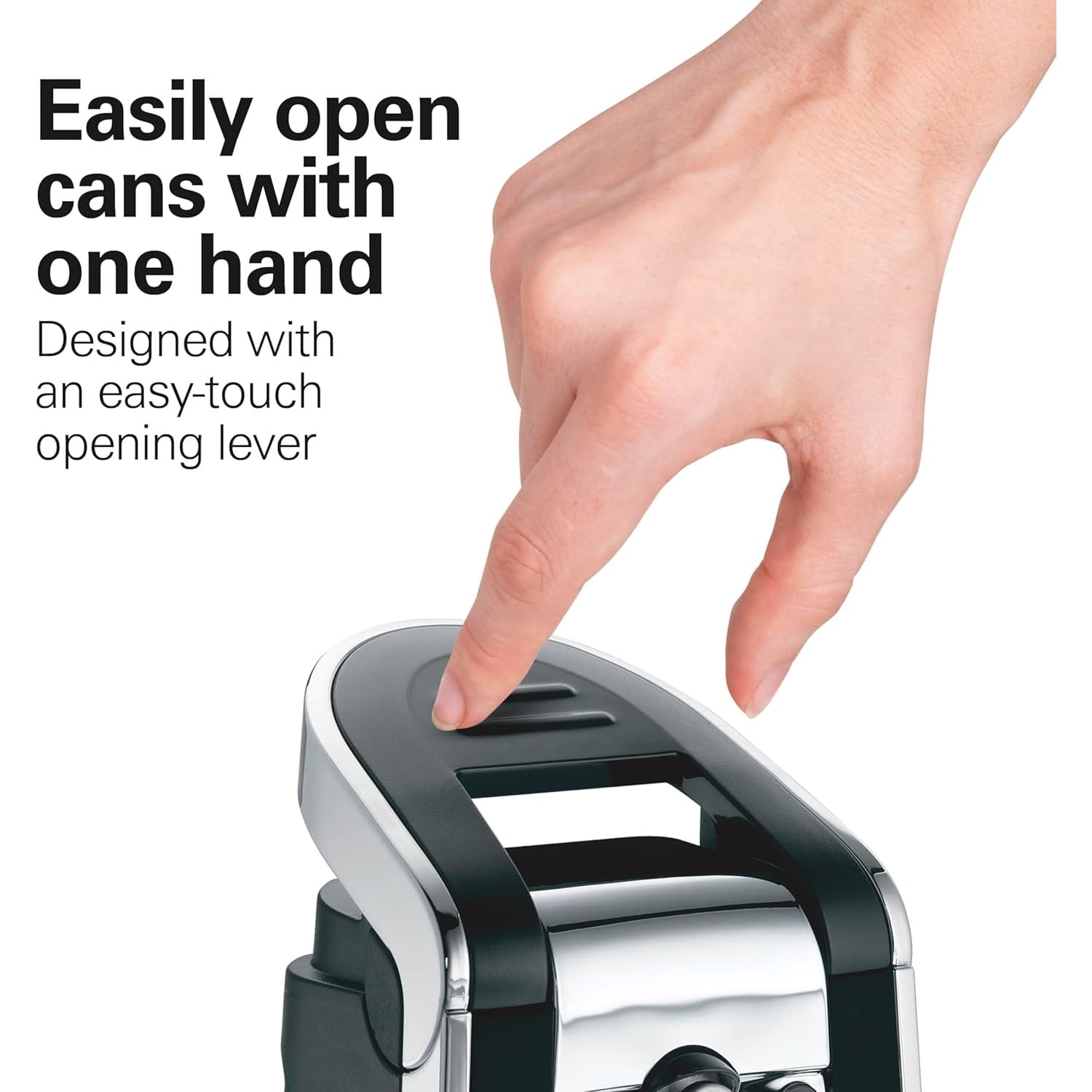 Smooth Edge Electric Automatic Can Opener for Kitchen with Easy Push Down Lever, Extra Tall, Includes Stainless Steel Scissors, Black and Chrome
