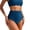 Dark Blue, variant on Women's High Waisted Swimwear Bikini Bottoms Summer Hawaiian Pleated Triangle Swim Shorts Beach Pool Stretch Quick Dry Clothes