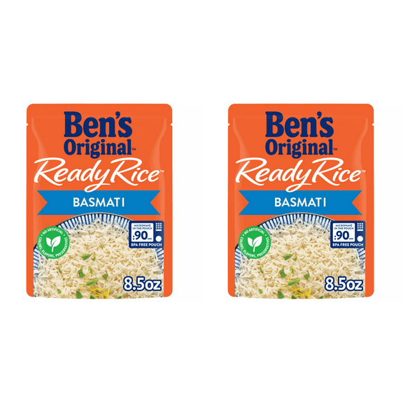 Ben's Original Ready Rice Basmati Rice, 8.5 oz - Pack of 2 - Grocery Staple, Easy Prep, Family Favorite, Pantry Essential, Quick Meal