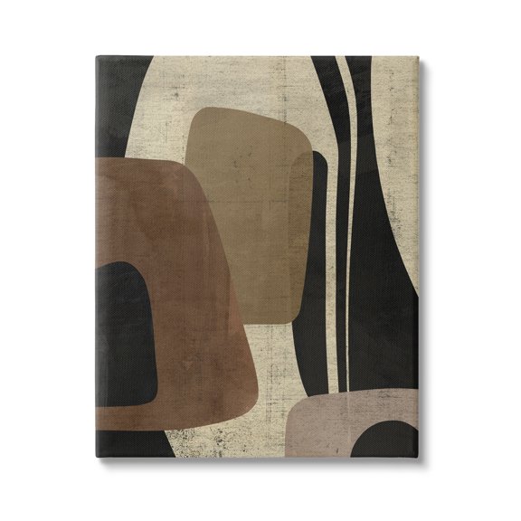 Stupell Industries Brown Retro Abstraction Abstract Painting Gallery Wrapped Canvas Art Print Wall Art, 24 x 30