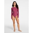 thumbnail image 2 of Time and Tru Women's and Women's Plus Size One Piece Rash Guard Swimsuit with Long Sleeves, Sizes XS-3X, 2 of 5