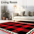thumbnail image 2 of ODIKA 3'x5' Machine Washable Non-Slip Area Rug, Buffalo Check Pine Wreath Accent with Classic Holiday Plaid Motif High Traffic Rug with Pad, Red, 610377, 2 of 8