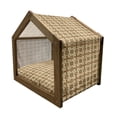 thumbnail image 2 of Vintage Pet House, Antique Moroccan Style Inspired Geometric Stars Formed by Diamond Shapes, Outdoor & Indoor Portable Dog Kennel with Pillow and Cover, 5 Sizes, Beige and Caramel, by Ambesonne, 2 of 5