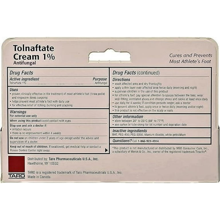 Taro Tolnaftate 1% Antifungal Cream 0.50 oz