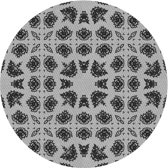 Ahgly Company Indoor Round Patterned Silver Gray Area Rugs, 8' Round