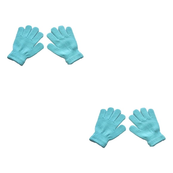Sonducket 1 par de guantes para niños, accesorio de ropa, calentador de dedos para exteriores, cómodo guante de Color sólido para niños Azul claro 2piezas