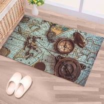 Office Rug, Brass Pocket Compass Rug, Brass Pocket Compass Rug Kitchen Rug, Map Rugs, Colorful Rug, Outdoor Rug, Runner Rug, Large Rug, 2'x3' - 60x90 cm
