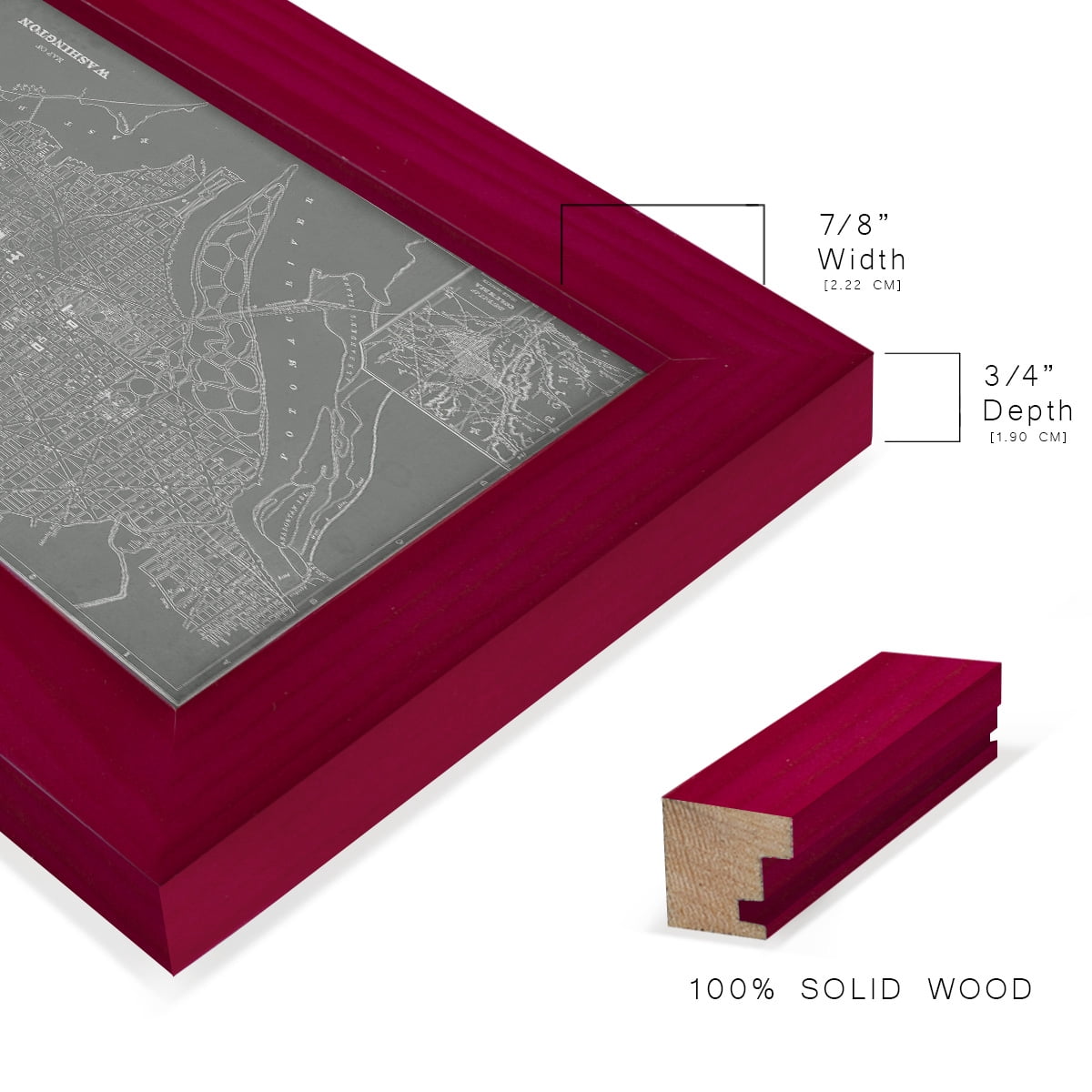 City Map of Washington D.C. -Framed Print w/glass-Cherry Red