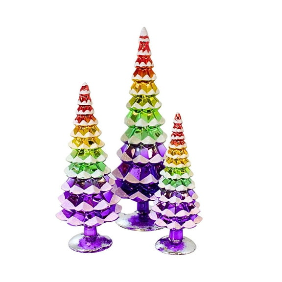 Cody Foster 16.00In Pastel Rainbow Gradient Trees Set / 3, Glass, Decor Decorate Mantle Cd1809prs