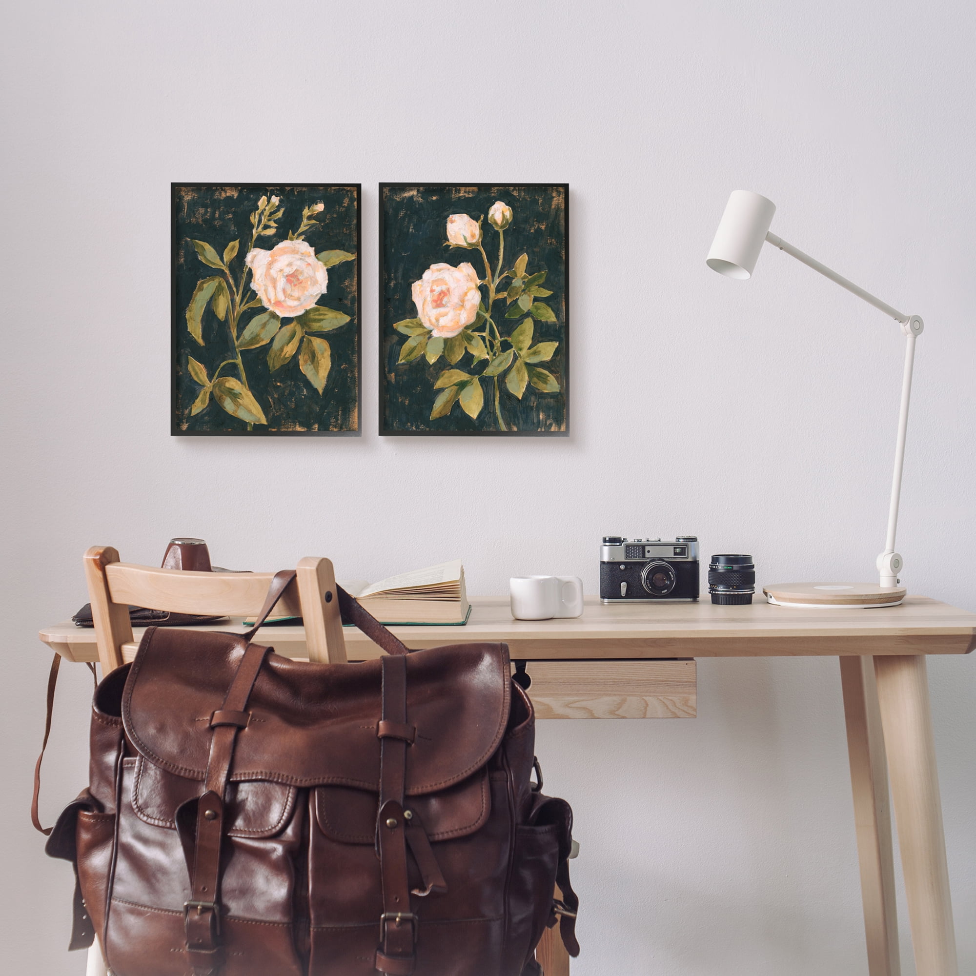 Stupell Industries Enchanted Vintage Pink Rose Florals Distressed Black Black Framed, 11 x 14