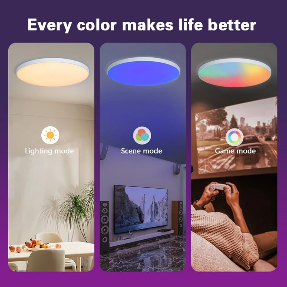 Goodea 12inch Smart Ceiling Light, 24W RGBW Bluetooth Color Changing Light with App, 16 Million Colors & Warm to Cool White Dimmable LED for Bedroom Living Room Home Decor