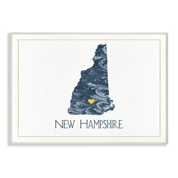 The Stupell Home Decor New Hampshire Minimal Blue Marbled Paper Silhouette Wall Plaque Art