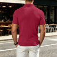 thumbnail image 5 of KLHDSF Collared Muscle Polo Shirts for Men Slim Fit V Neck Short Sleeve Ribbed Knit, Stretch, Textured, Athletic, Dress Shirt, Lightweight, Fitted Tee Wine M, 5 of 7