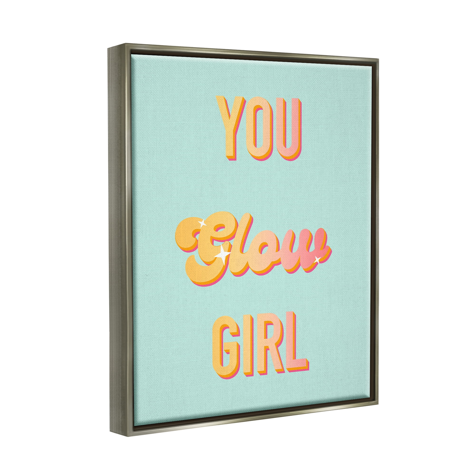 Stupell Industries You Glow Girl Confidence Phrase Inspirational Painting Gray Floater Framed Art Print Wall Art