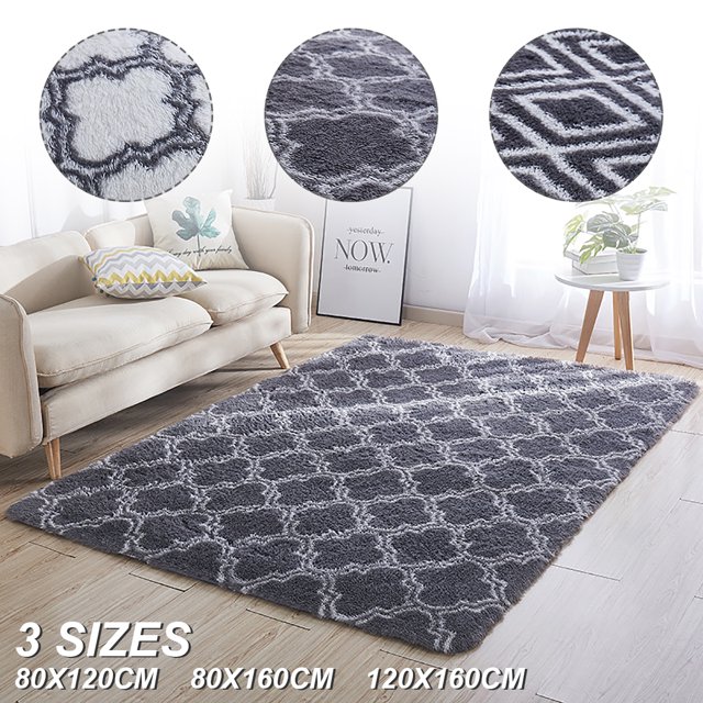 Floor Mat Rugs Shaggy Anti-Skid Area Living Room Bedroom Home Carpet