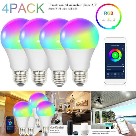 

2pack WiFi Smart Light Bulb RGBW Color Changing LED Smart Light Bulb E26 Dimmable 2700K-6500K Works with Alexa and Google Home