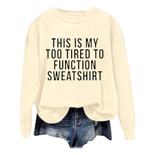 WEAIXIMIUNG Sweatshirts pour Femmes Mode Décontractée Couleur Unie Manches Longues Imprimé Lettre Col Rond Hoodie