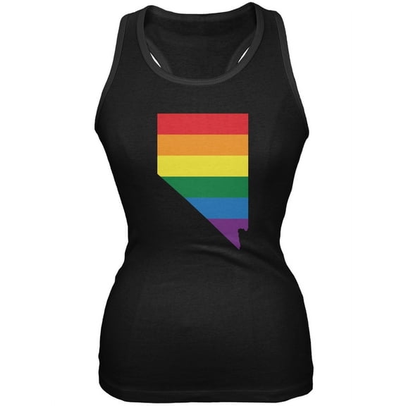 Nevada LGBT Lesbian Pride Rainbow Black Juniors Soft Tank Top - X-Large