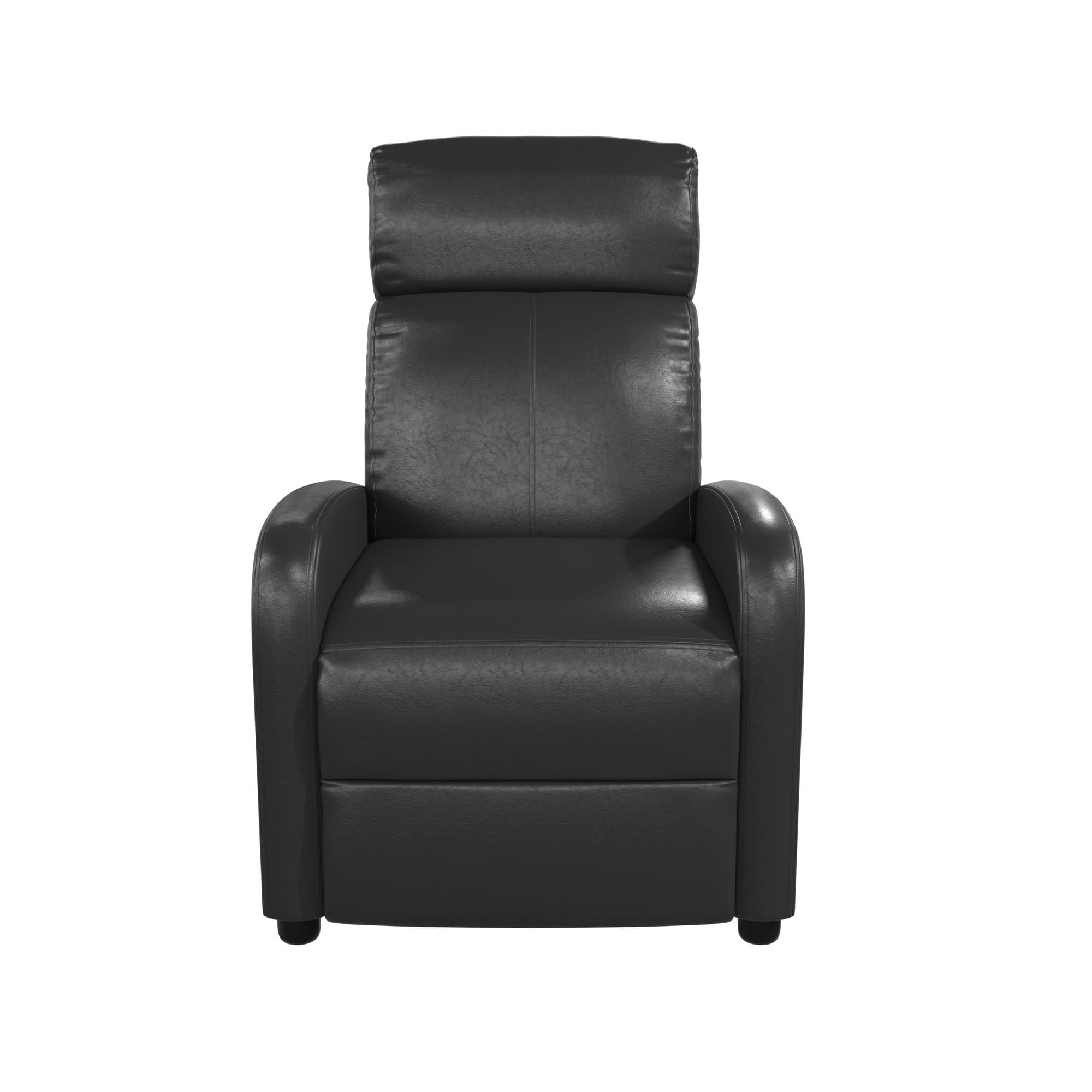 DHP Bobby Pushback Recliner Chair, Black Faux Leather