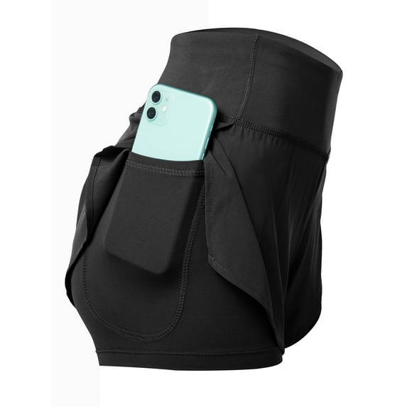 YouLoveIt Women Yoga Running Shorts 2 in 1 Running Shorts Double Layer Yoga Athletic Shorts Elastic Waist Sports Shorts Workout Gym Yoga Shorts with Pockets