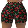 thumbnail image 2 of Picia Cherry Printed Workout Shorts for Women Seamless Scrunch Butt Lifting High Waisted Yoga Gym Booty Running Moisture-wicking Short Pants-Small, 2 of 9