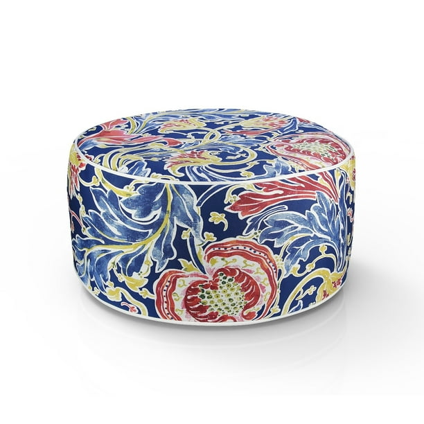FBTS Prime Outdoor Ottomans Inflatable Footstool Navy Paisley Round