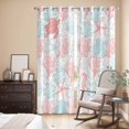 thumbnail image 3 of Red Aqua Coastal Kitchen Curtains 96 Inch Length, Sea Turtle Nautical Coral Summer Beach Grommet Top Bedroom Living Room Curtains, Light Filtering Cafe Curtain Drapes 2 Panels Set 104''x96'', 3 of 9