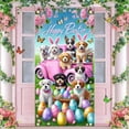 thumbnail image 4 of AZXY 35x71 Inch Happy Easter Door Cover, Dogs with Bunny Ears in Pink Truck Door Banner, Spring Fun Porch Wall Hanging Decor for Easter Party, 4 of 9